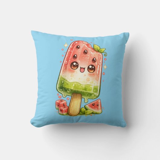 Watermelon Ice Pop Kawaii Cushion Pillow クッション (正面)
