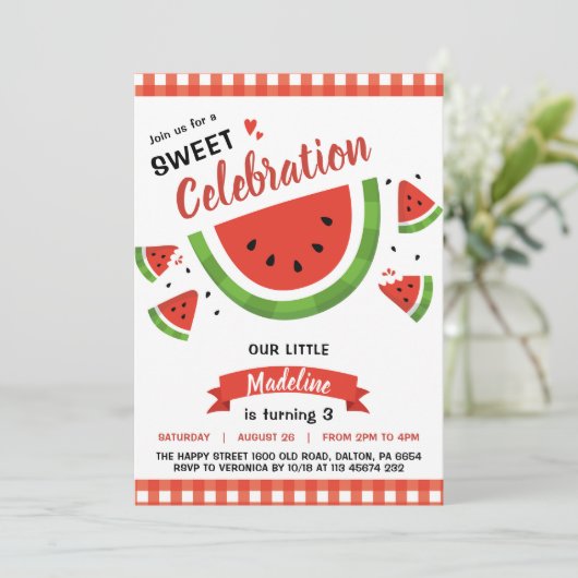 Watermelon Invitation for Birthday Party Fruit 招待状 (スタンド正面)