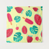 Watermelon leaves strawberry タペストリー (正面(横))