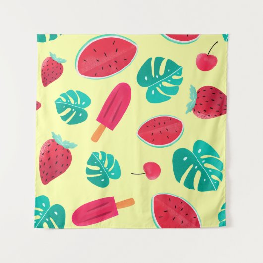 Watermelon leaves strawberry タペストリー (正面)