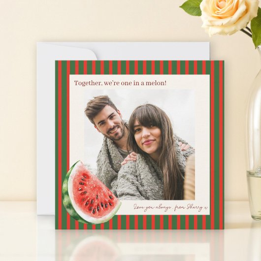 Watermelon Love Photo Valentine Card カード