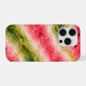 Watermelon Marble with Gold Veining iPhoneケース (裏面横)