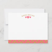 Watermelon Pink Chic Hearts Striped Fans Note Card ノートカード (正面)