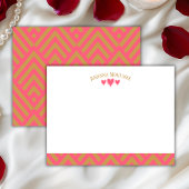 Watermelon Pink Chic Hearts Striped Fans Note Card ノートカード