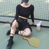 Watermelon Pink Green Checkered Cute Stylish Girly ピックルボールラケット