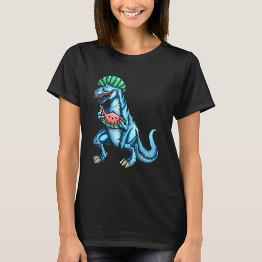 Watermelon  rex Dinosaur Dino Fan Melon Tシャツ (正面)