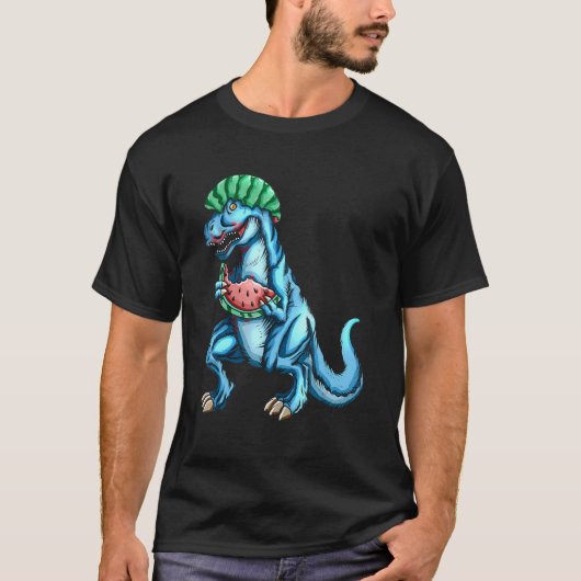 Watermelon  rex Dinosaur Dino Fan Melon Tシャツ (正面)