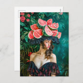 Watermelon Rose Fantasy Portrait シーズンポストカード (正面/裏面)