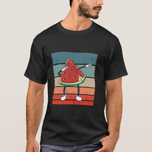 Watermelon slice dabbing cartoon arms and legs dan tシャツ (正面)