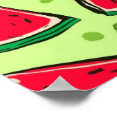Watermelon Slice Fiesta | Fun Summer Fruit Pattern ポスター (角)