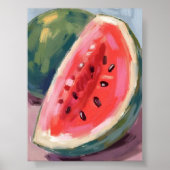 Watermelon Slice | Fruit Watercolor Painting ポスター (正面)