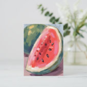 Watermelon Slice | Fruit Watercolor Painting ポストカード (スタンド正面)