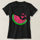 Watermelon Slice Melon Hearts Lovers Eating Fruit  Tシャツ (デザイン正面)