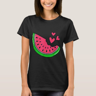 Watermelon Slice Melon Hearts Lovers Eating Fruit  Tシャツ