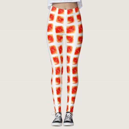 Watermelon Slice Pattern – Seamless Summer Fruit o レギンス (正面)