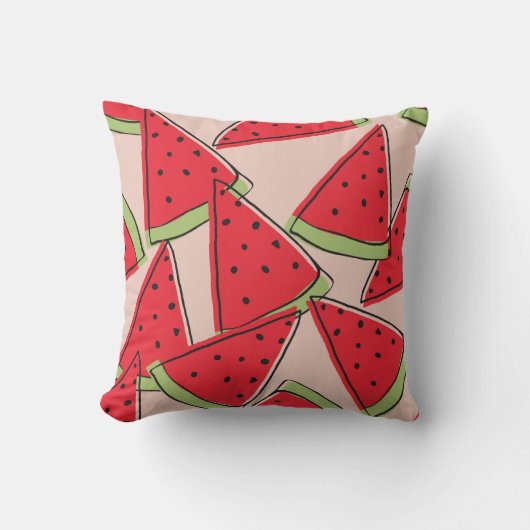 watermelon slices with pink background seamless pa クッション (正面)