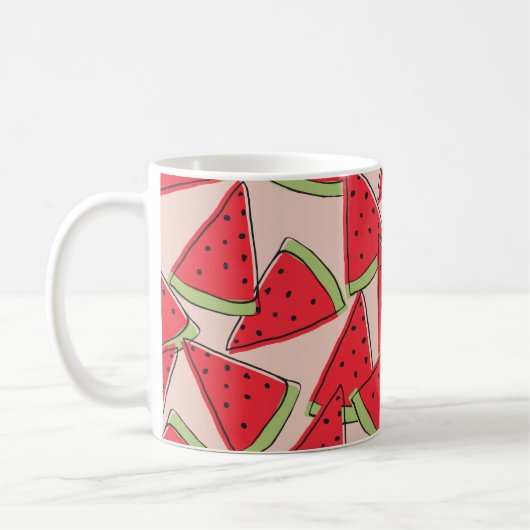 watermelon slices with pink background seamless pa コーヒーマグカップ (左)