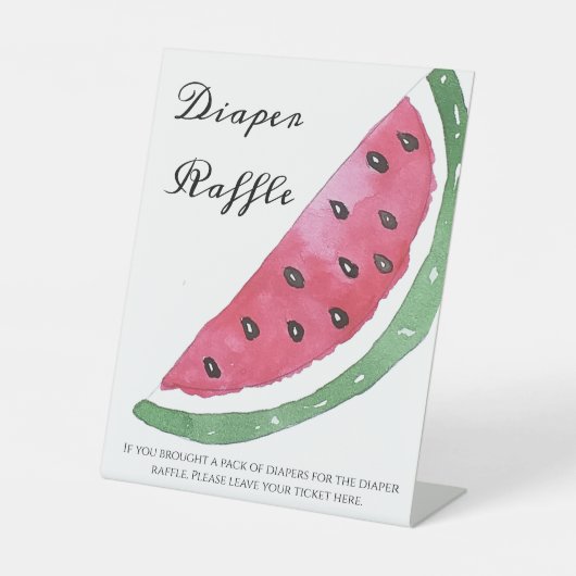 Watermelon Summer Baby Shower Diaper Raffle   台座サイン (正面)