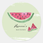 Watermelon Summer Baby Shower Sticker ラウンドシール (正面)