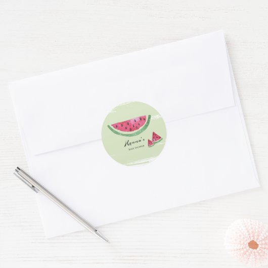 Watermelon Summer Baby Shower Sticker ラウンドシール (封筒)
