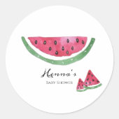 Watermelon Summer Baby Shower Sticker  ラウンドシール (正面)