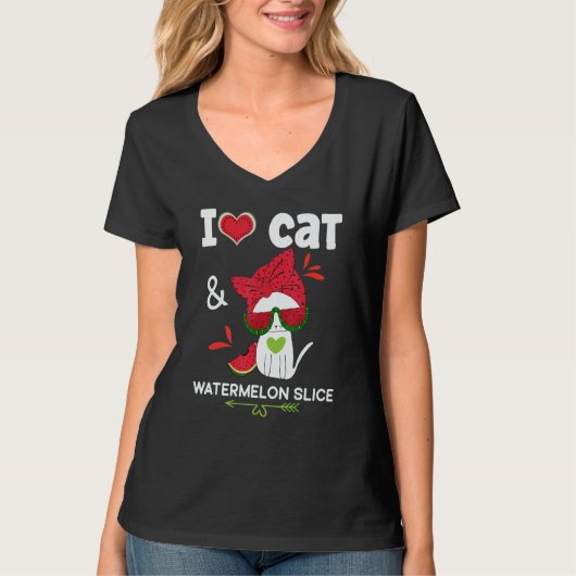 Watermelon Summer  Cat Sunglasses  Watermelon Tシャツ (正面)