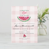 Watermelon Sweet Girl Summer Pink Baby Shower  招待状 (スタンド正面)