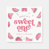 Watermelon Sweet One 1st Birthday Party スタンダードカクテルナプキン (正面)