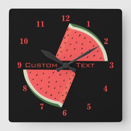 Watermelons Wall Clock - Your Text / Name / Colors スクエア壁時計 (正面)