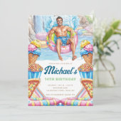 Waterpark Fun Teen Pool Party Birthday 招待状 (スタンド正面)