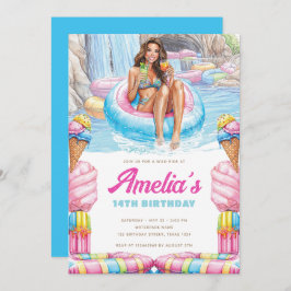 Waterpark Teen Pool Party Birthday 招待状