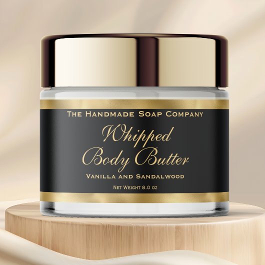 Waterproof Body Butter Jar Label Black & Gold Foil ペットボトルラベル