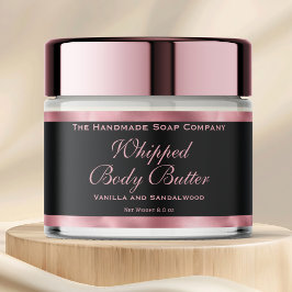 Waterproof Body Butter Jar Label Black & Pink Foil ペットボトルラベル