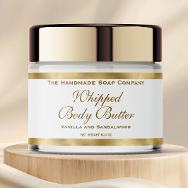 Waterproof Body Butter Jar Label White & Gold Foil ペットボトルラベル