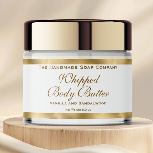 Waterproof Body Butter Jar Label White & Gold Foil ペットボトルラベル