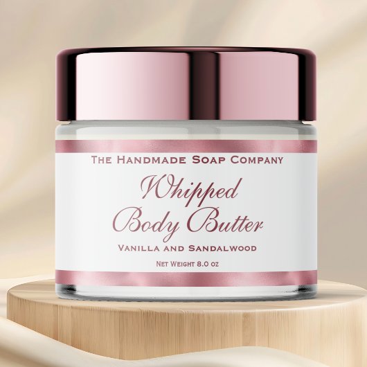 Waterproof Body Butter Jar Label White & Pink Foil ペットボトルラベル
