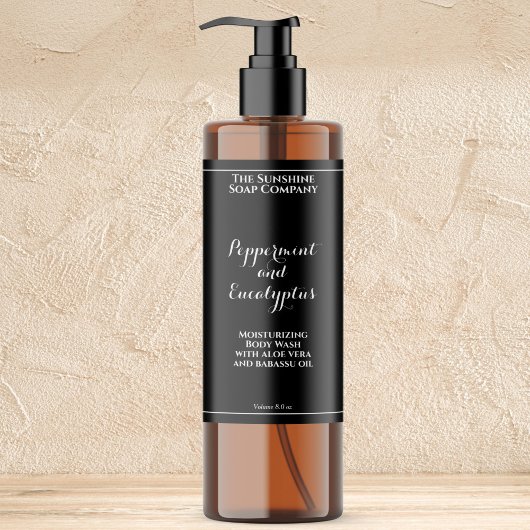 Waterproof curly font black cosmetics bottle label スパークリングワインラベル