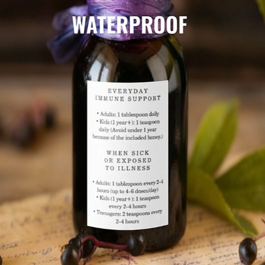 Waterproof Elderberry Syrup Instructions Labels ワインラベル