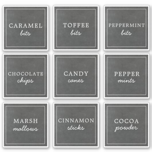 Waterproof Holiday Hot Chocolate Bar Jar Labels シール (正面)
