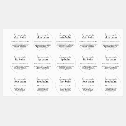 Waterproof Homemade Balm Sticker ラベル (シート)