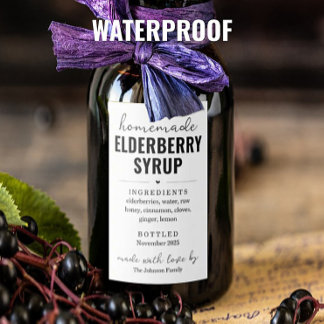 Waterproof Homemade Elderberry Syrup Labels ワインラベル