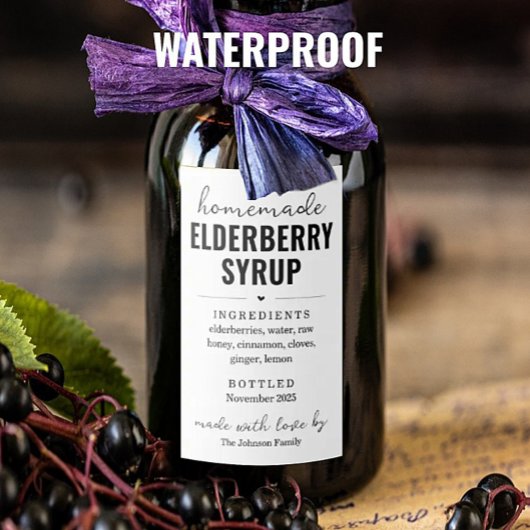 Waterproof Homemade Elderberry Syrup Labels ワインラベル