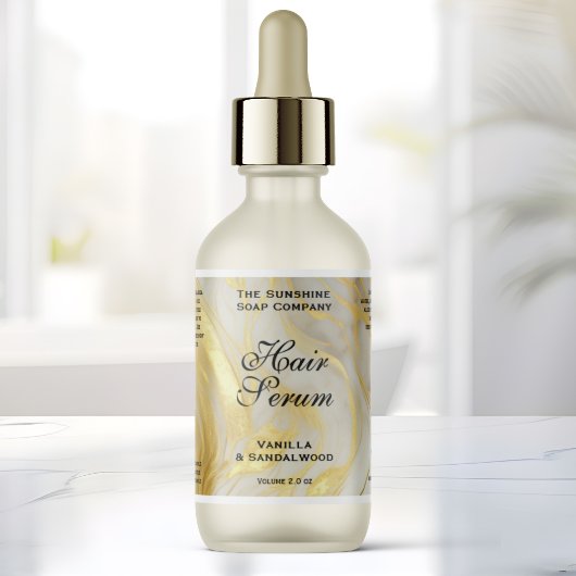 Waterproof Ivory Gold Foil Dropper Bottle Label シール