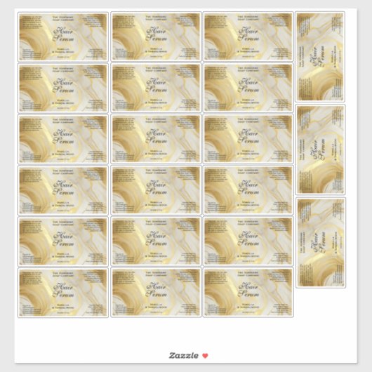 Waterproof Ivory Gold Foil Dropper Bottle Label シール (シート)