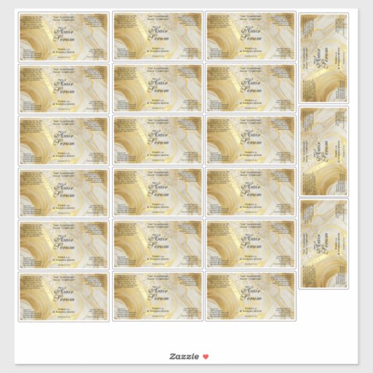 Waterproof Ivory Gold Glitter Dropper Bottle Label シール (シート)