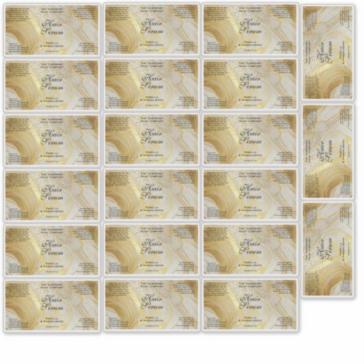 Waterproof Ivory Gold Glitter Dropper Bottle Label シール (正面)