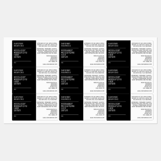 waterproof modern black white dropper bottle label ラベル (シート)