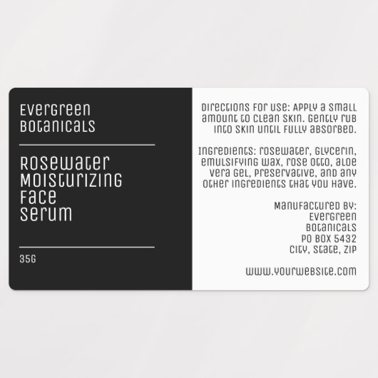 waterproof modern black white dropper bottle label ラベル (デザイン1)