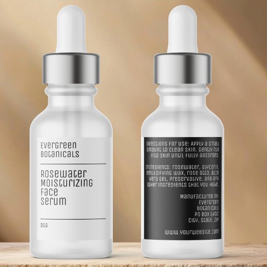 waterproof modern white black dropper bottle label ラベル