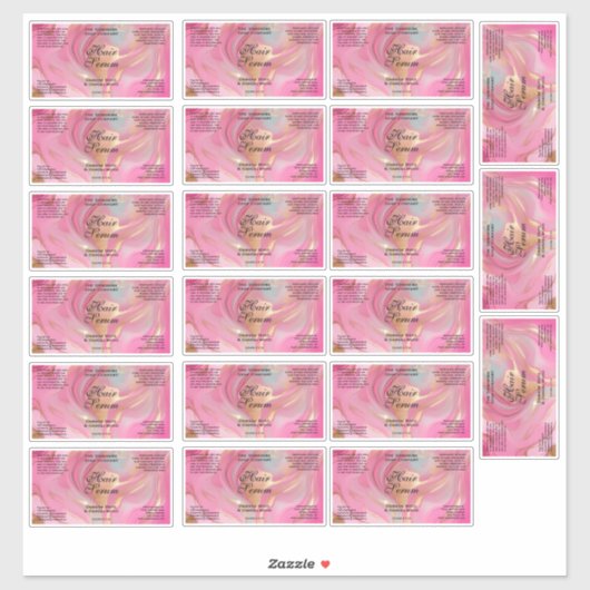 Waterproof Pink Gold Foil Cosmetics Bottle Label シール (シート)